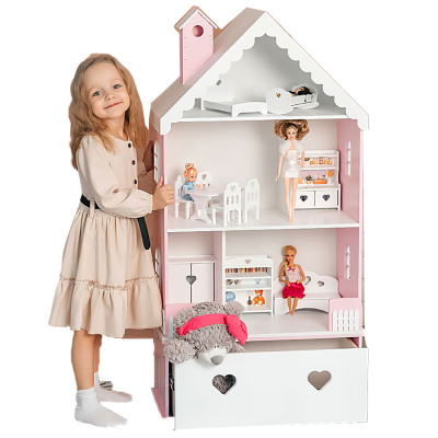 Домик для кукол с комодом Луиза Pema kids бело-розовый 1